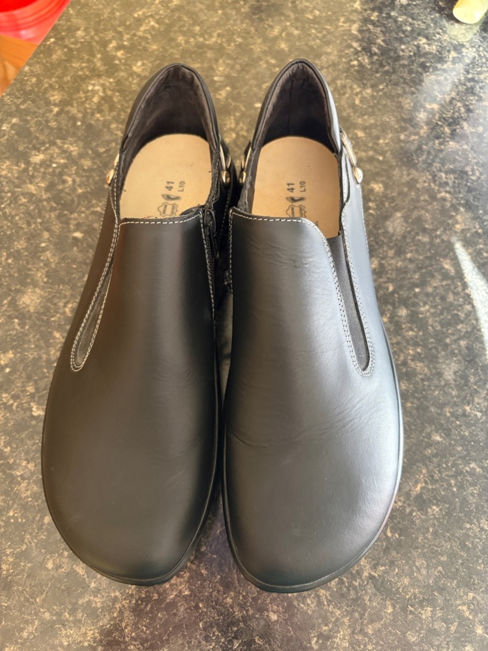 Naot Black Leather Slip-On Loafers